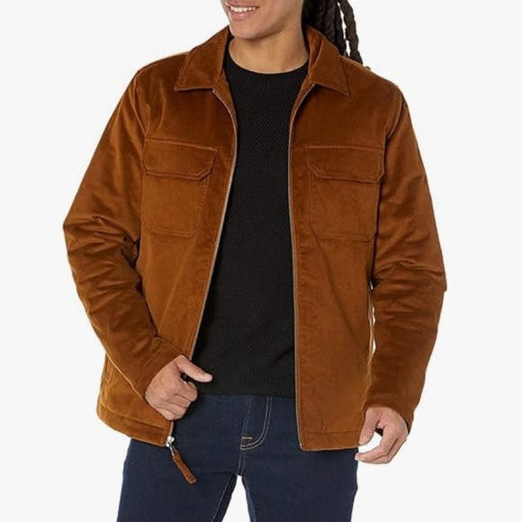Amazon Essentials Brown Stretch Corduroy Pockets Jacket Unisex Men’s Size L NWT - Picture 2 of 11